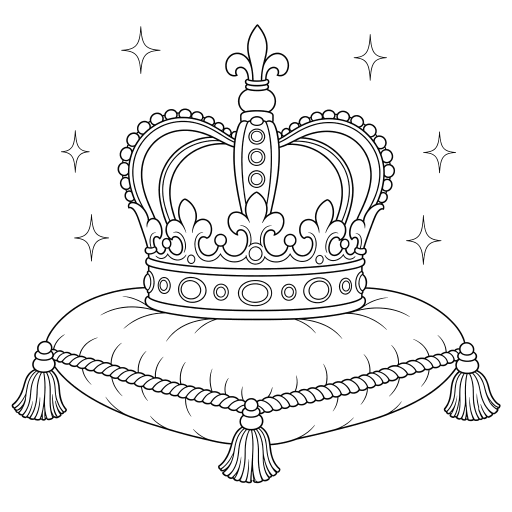 Coloriage Couronne Royale sur un Coussin