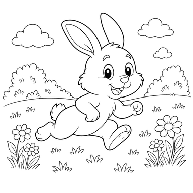 Lapin rapide dans la prairie