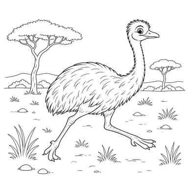 Ausmalbild Laufender Emu