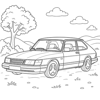 Dibujo para colorear de Saab 900