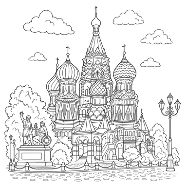 Dibujo para colorear de la Catedral de San Basilio