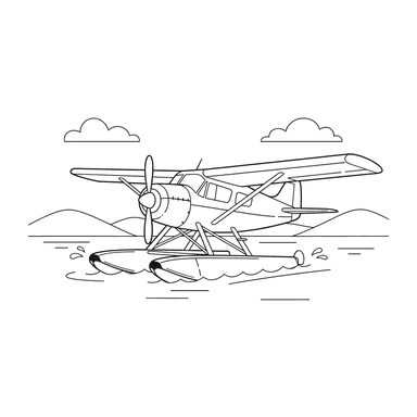 Seaplane on a Lake Coloring Page