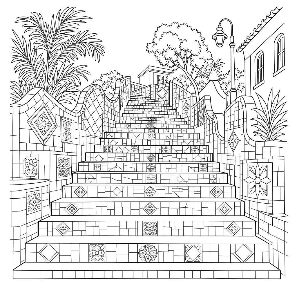Selarón-Treppe Rio Ausmalbild