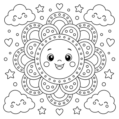 Mandala mit Halbkreisen und Punkten