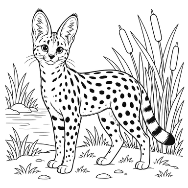 Serval im Schilf Ausmalbild