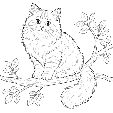 Сибирская кошка на ветке