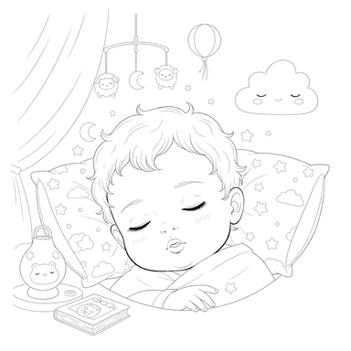 Coloriage Visage de Bébé Endormi