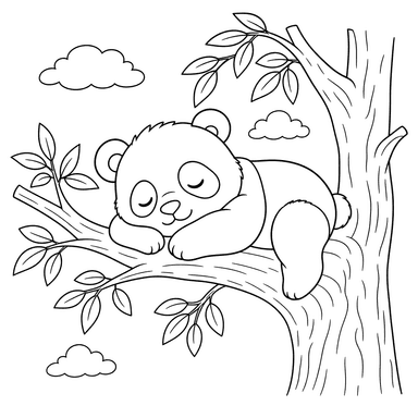 Dibujo de bebé panda durmiendo para colorear