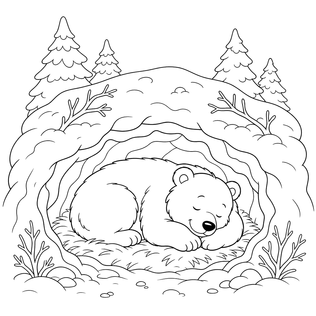 Sleeping Bear in a Winter Den