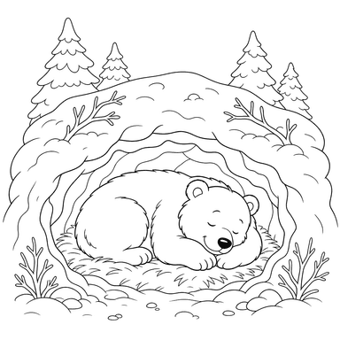 Oso durmiendo en su guarida de invierno