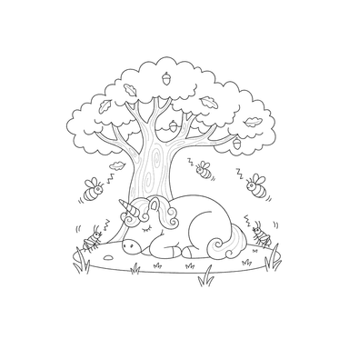 Licorne Endormie sous un Chêne