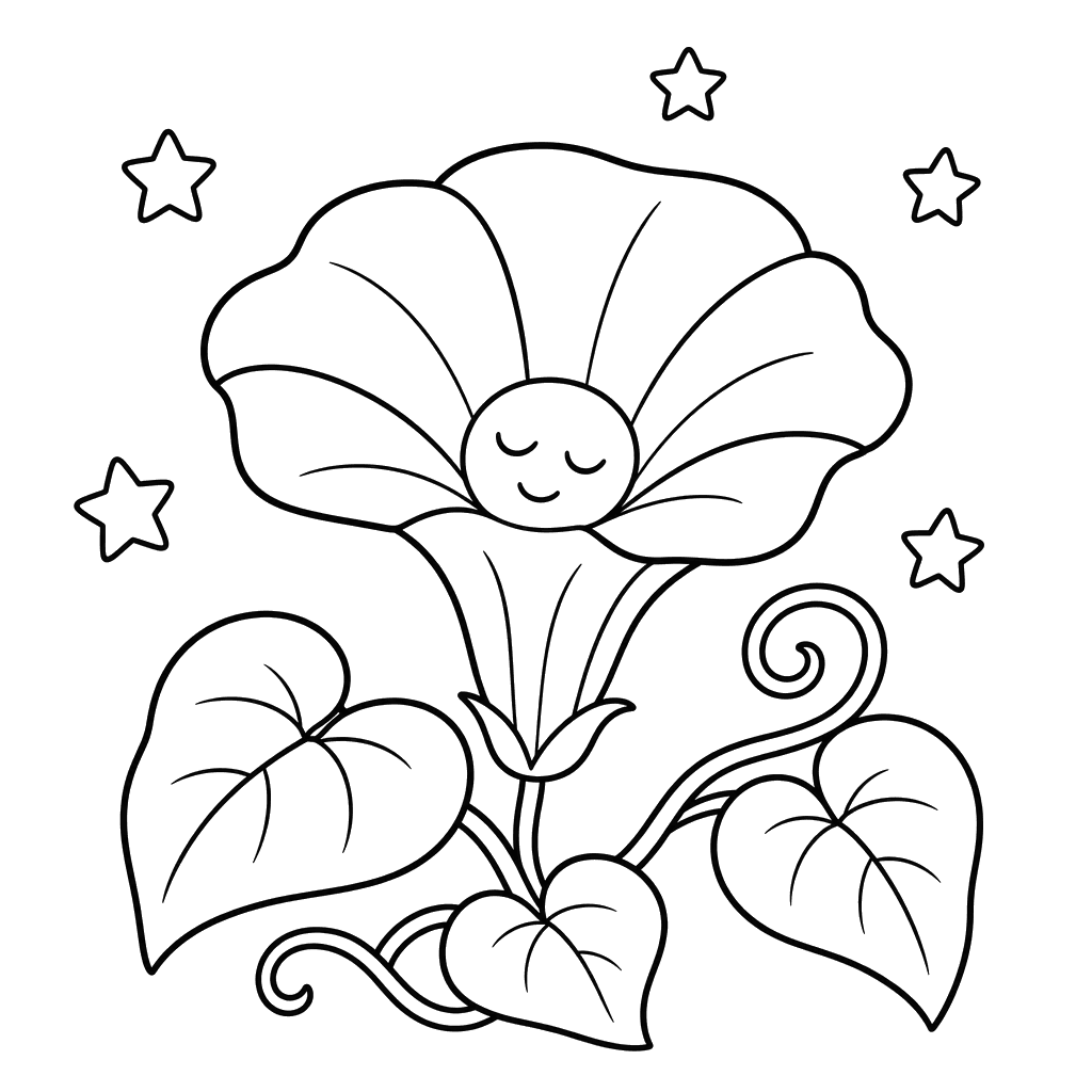 Flor da lua sonolenta para colorir