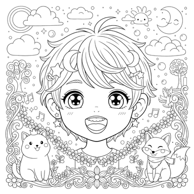 Coloriage Visage d'Enfant Souriant