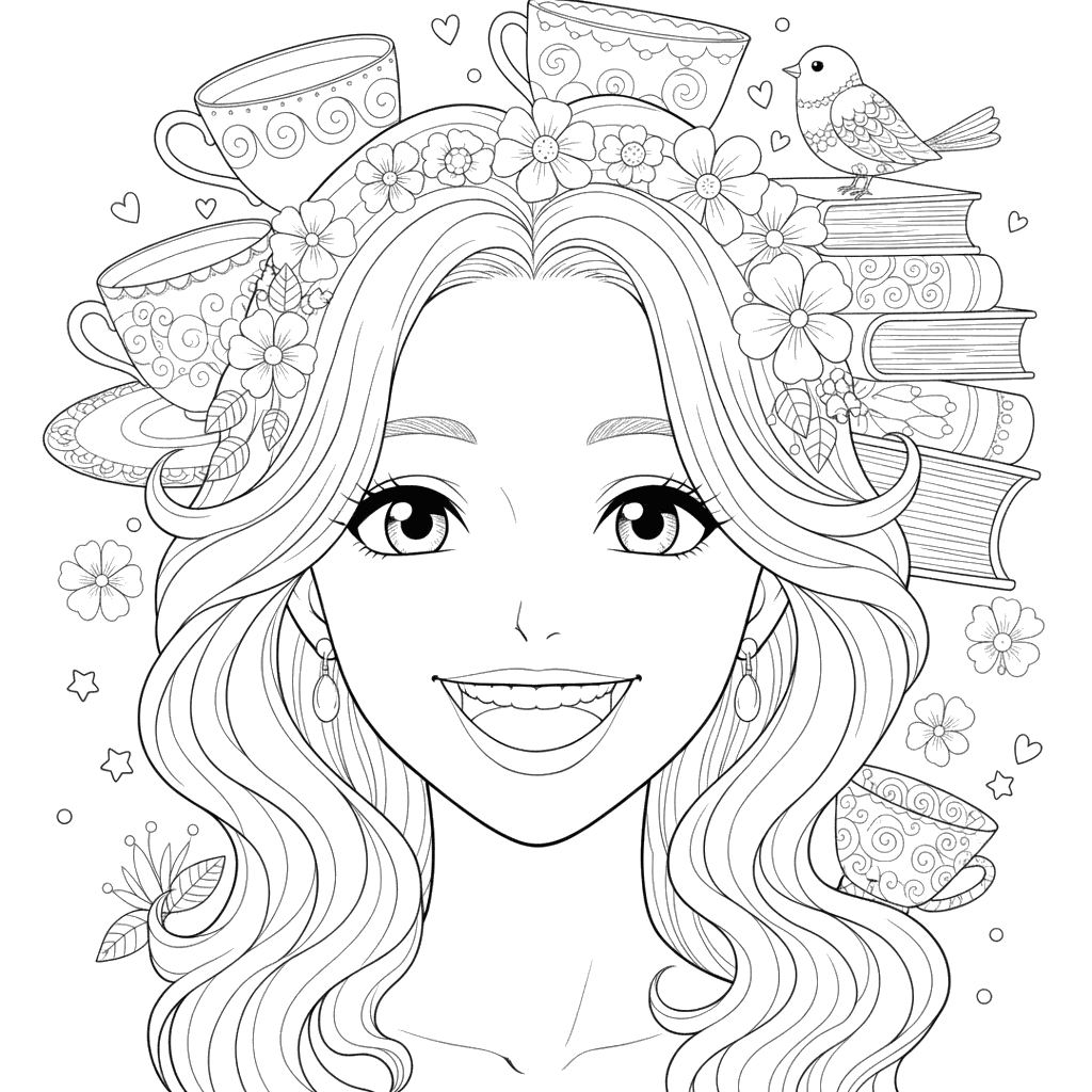 Coloriage Visage de Maman Souriante