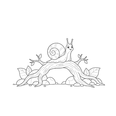 Snail Exploring Tree Root Coloring Page