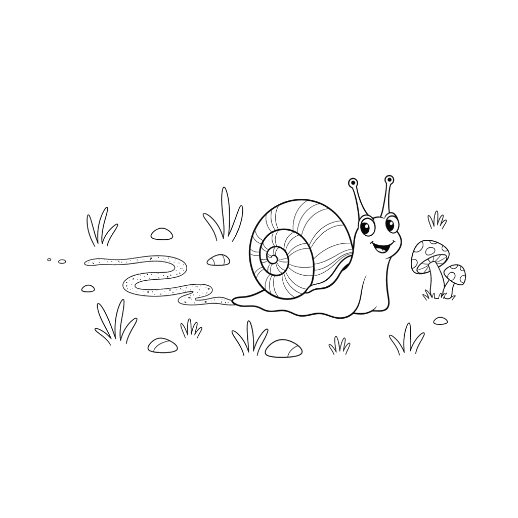 Dibujo para Colorear Caracol y su rastro