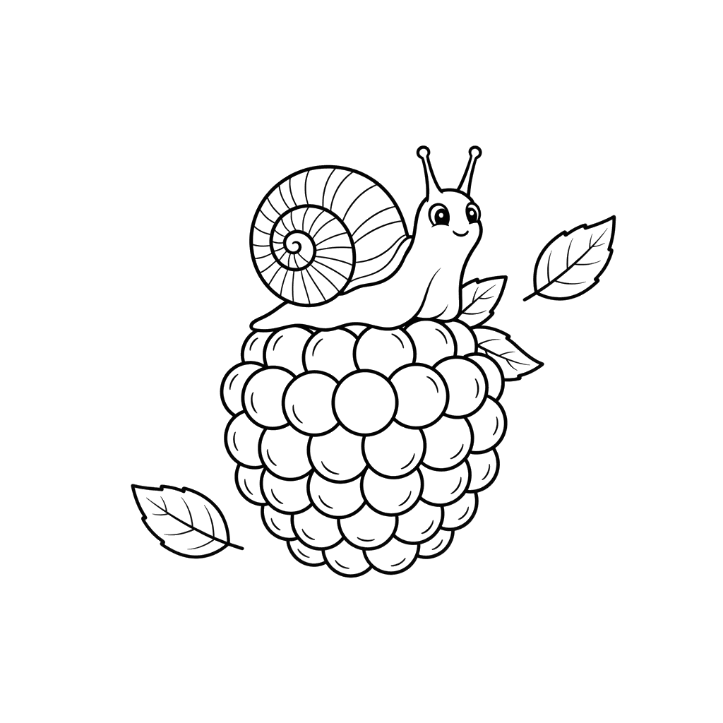 Ausmalbild: Schnecke auf Beere