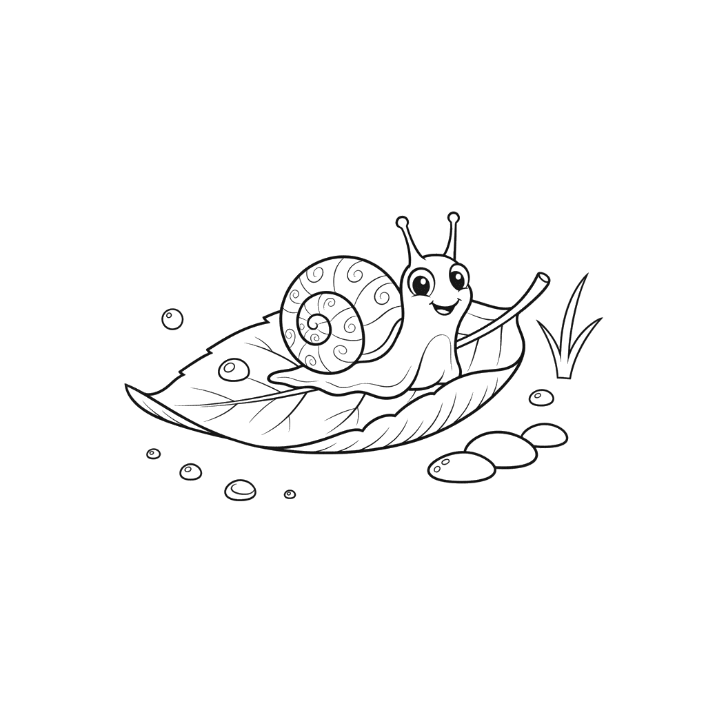 Ausmalbild Schnecke auf Blatt