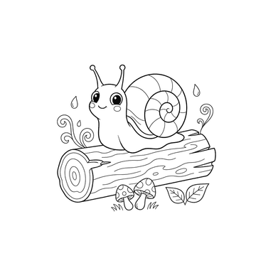 Snail on Tree Bark Coloring Page