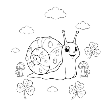 Coloriage Escargot avec Rosée sur Coquille