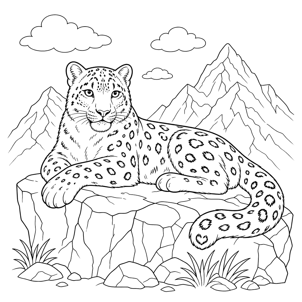 Snow Leopard on Cliff