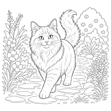 Somali-Katze auf dem Gartenweg