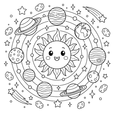 Weltraum-Mandala mit Planeten und Sternen