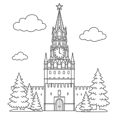 Coloriage Tour Spasskaïa du Kremlin