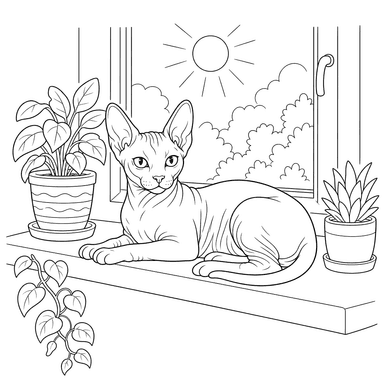 Sphynx-Katze auf der Fensterbank