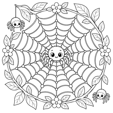Spinnennetz-Mandala Ausmalbild
