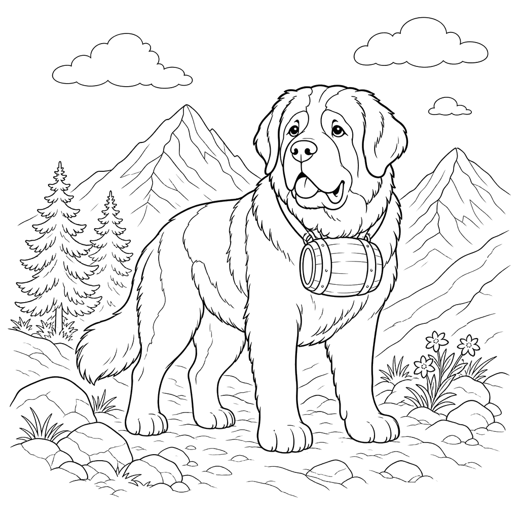 Desenho para colorir: São Bernardo nas montanhas