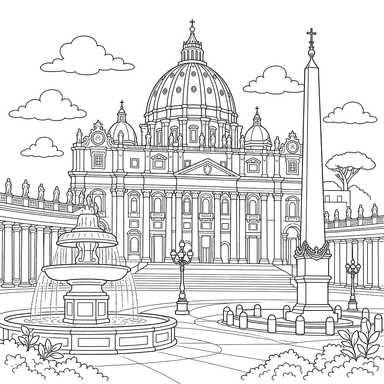 Dibujo para colorear de la Basílica de San Pedro