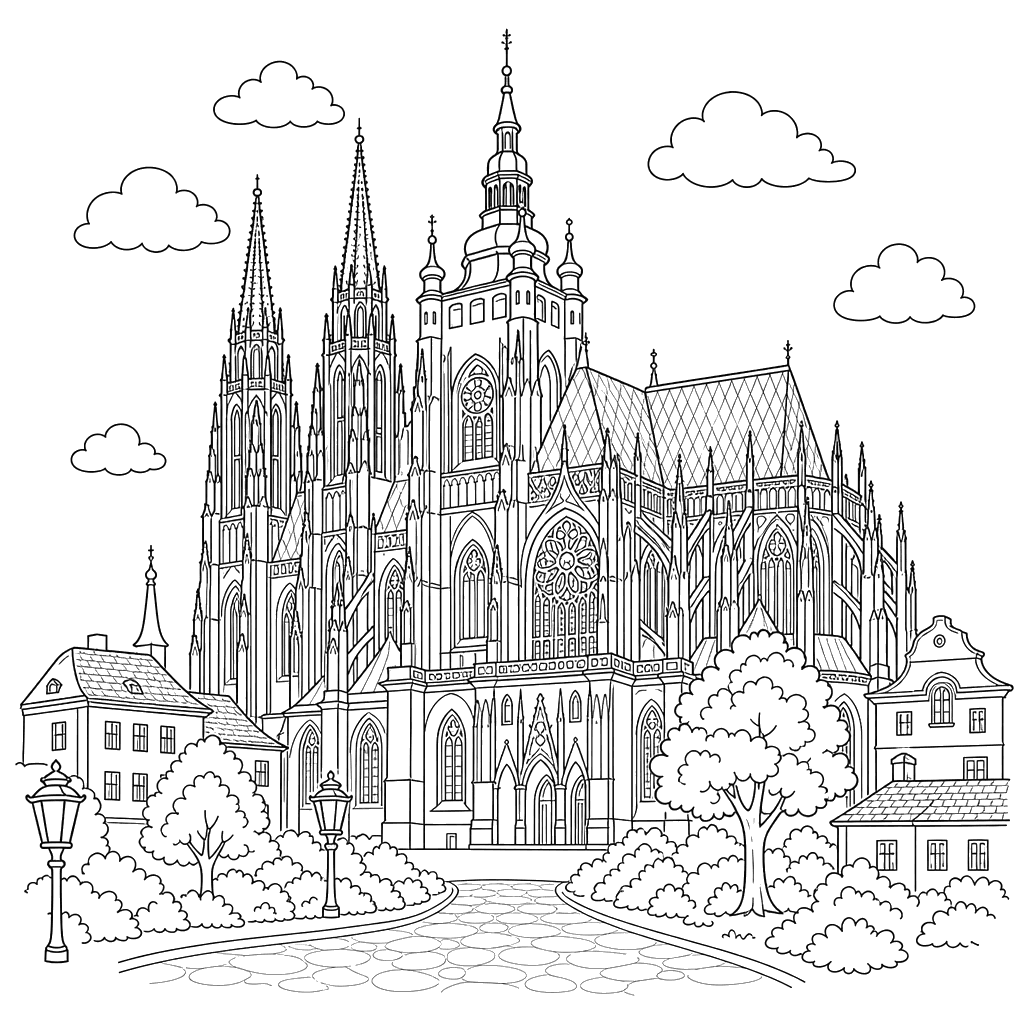 St. Vitus Cathedral Coloring Page