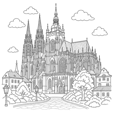Dibujo para colorear de la Catedral de San Vito