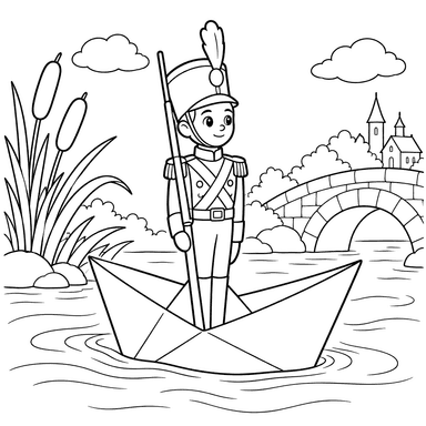 L'Intrépide Soldat de plomb dans son bateau