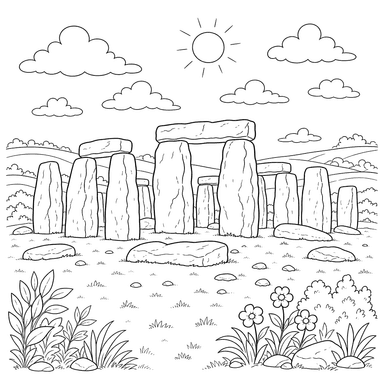 Desenho de Stonehenge para Colorir