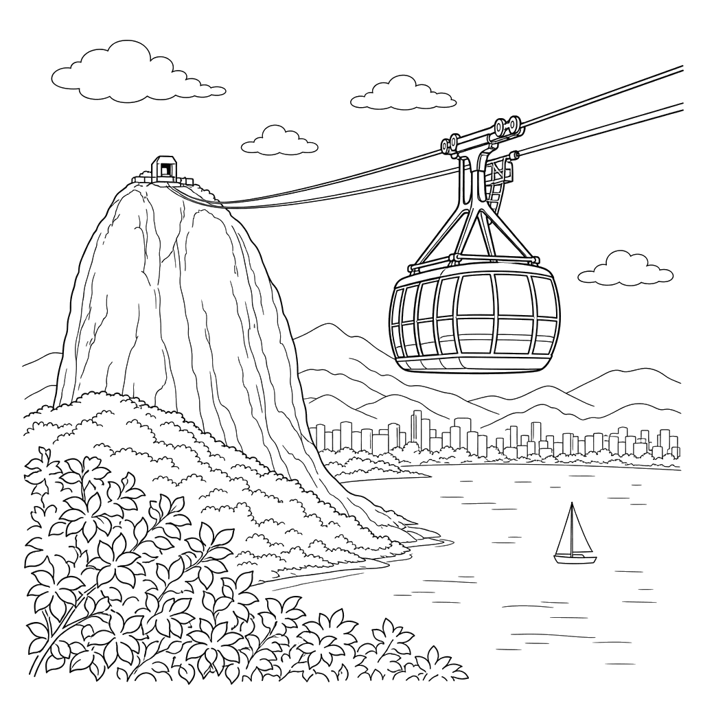 Zuckerhut-Seilbahn in Rio Ausmalbild