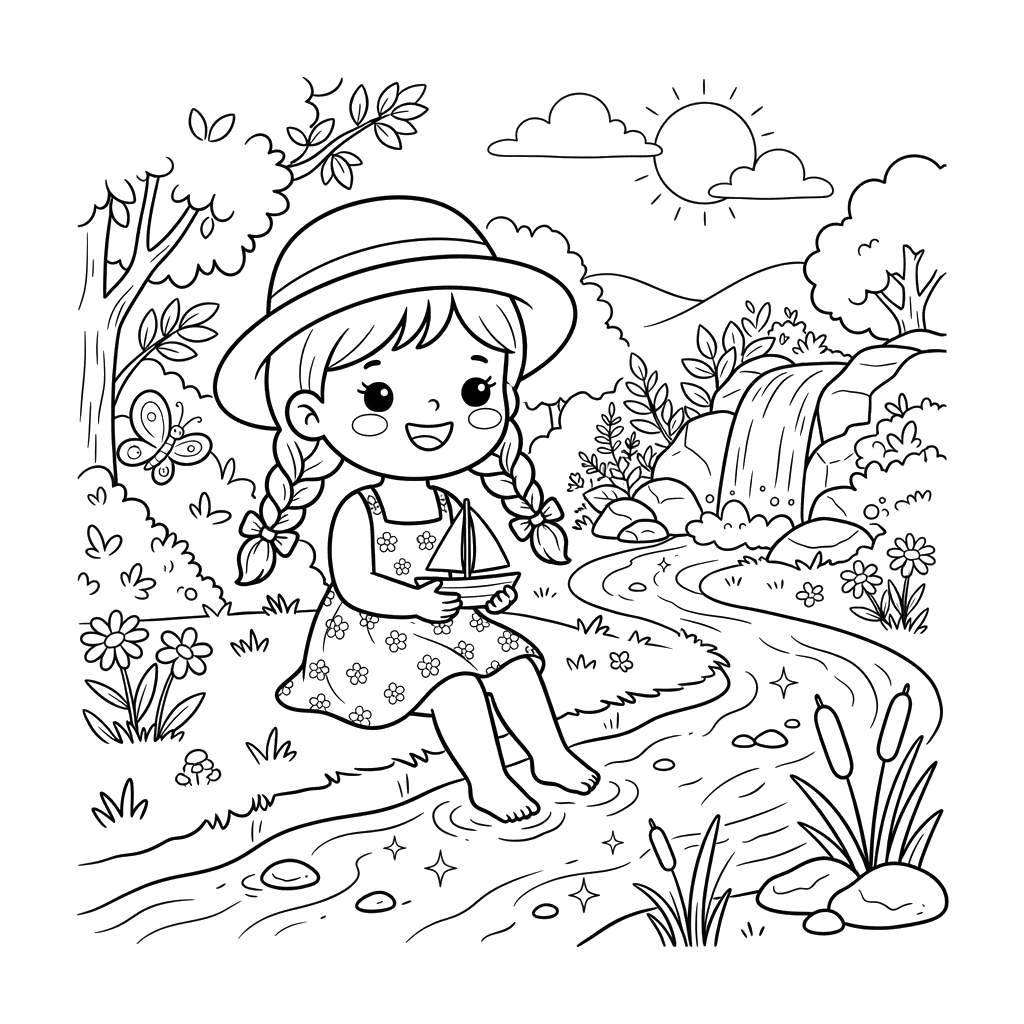 Chibi Sommerbach Ausmalbild