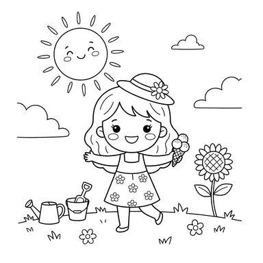 Sommer-Sonne Ausmalbild für Kinder