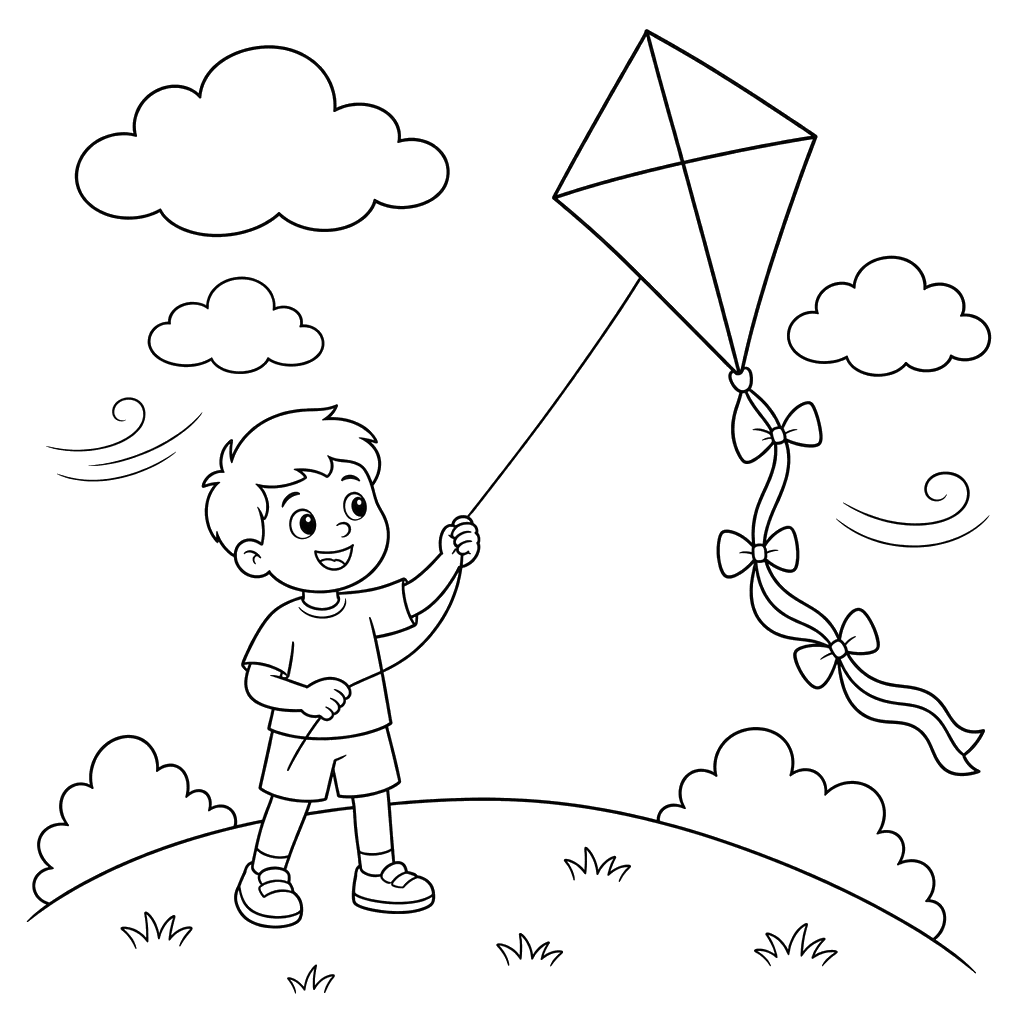 Pipa de verão na colina para colorir