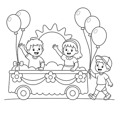 Défilé d’été avec ballons et chars simples