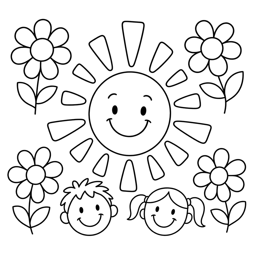 Arte de giz na calçada de verão para colorir