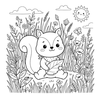 Coloriage Été dans l'Herbe Haute