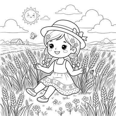Sommer Weizenfeld Ausmalbild