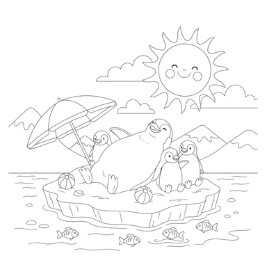 Coloriage Pingouins qui se dorent au soleil