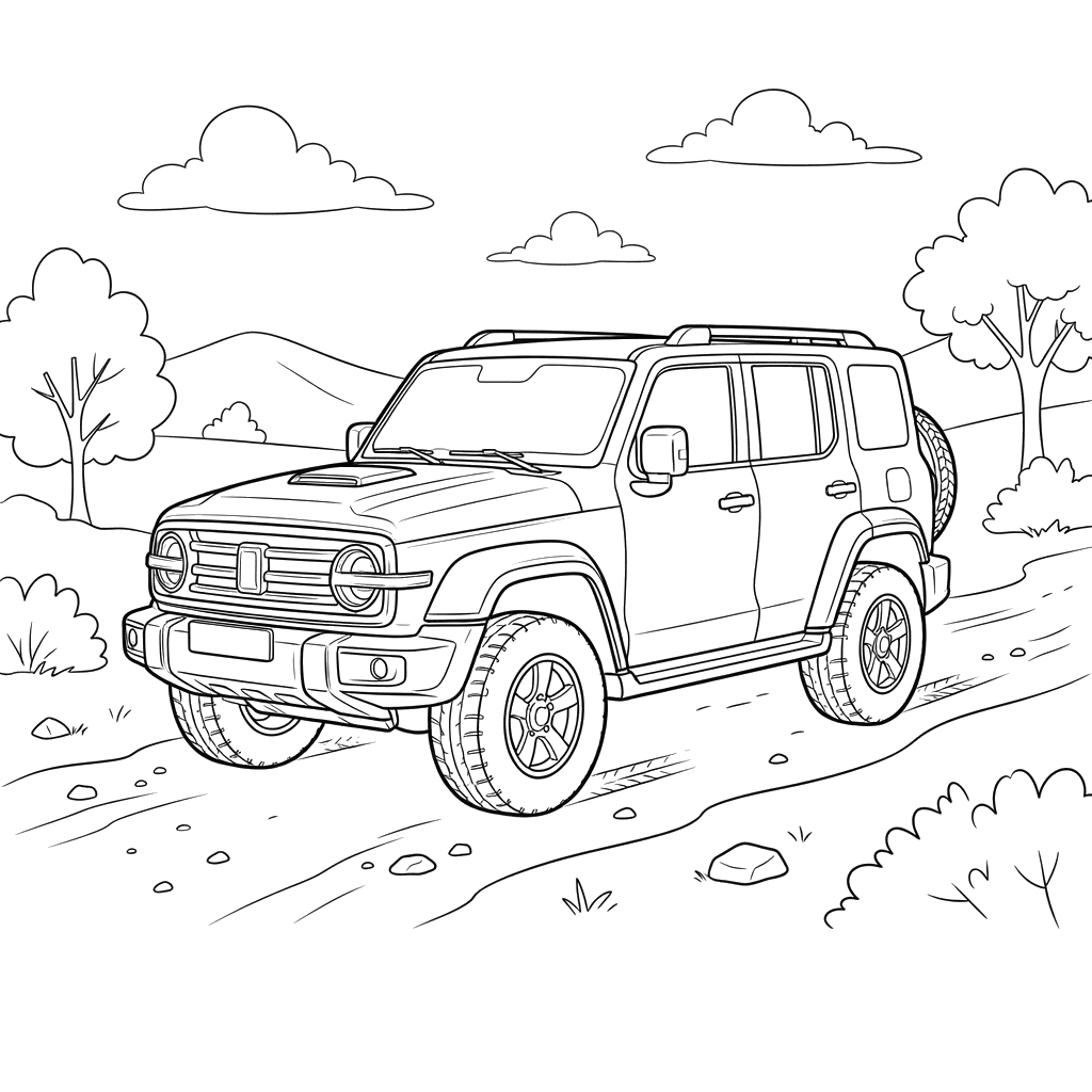 Dibujo para colorear de coche Tank 300 para niños