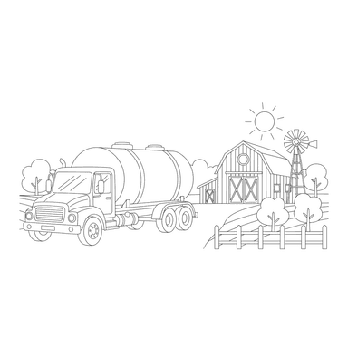 Ausmalbild Tankwagen auf dem Bauernhof