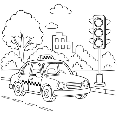 Taxi at Traffic Light