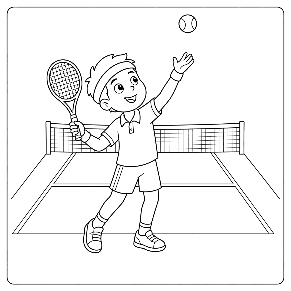 Desenho para colorir: tenista sacando