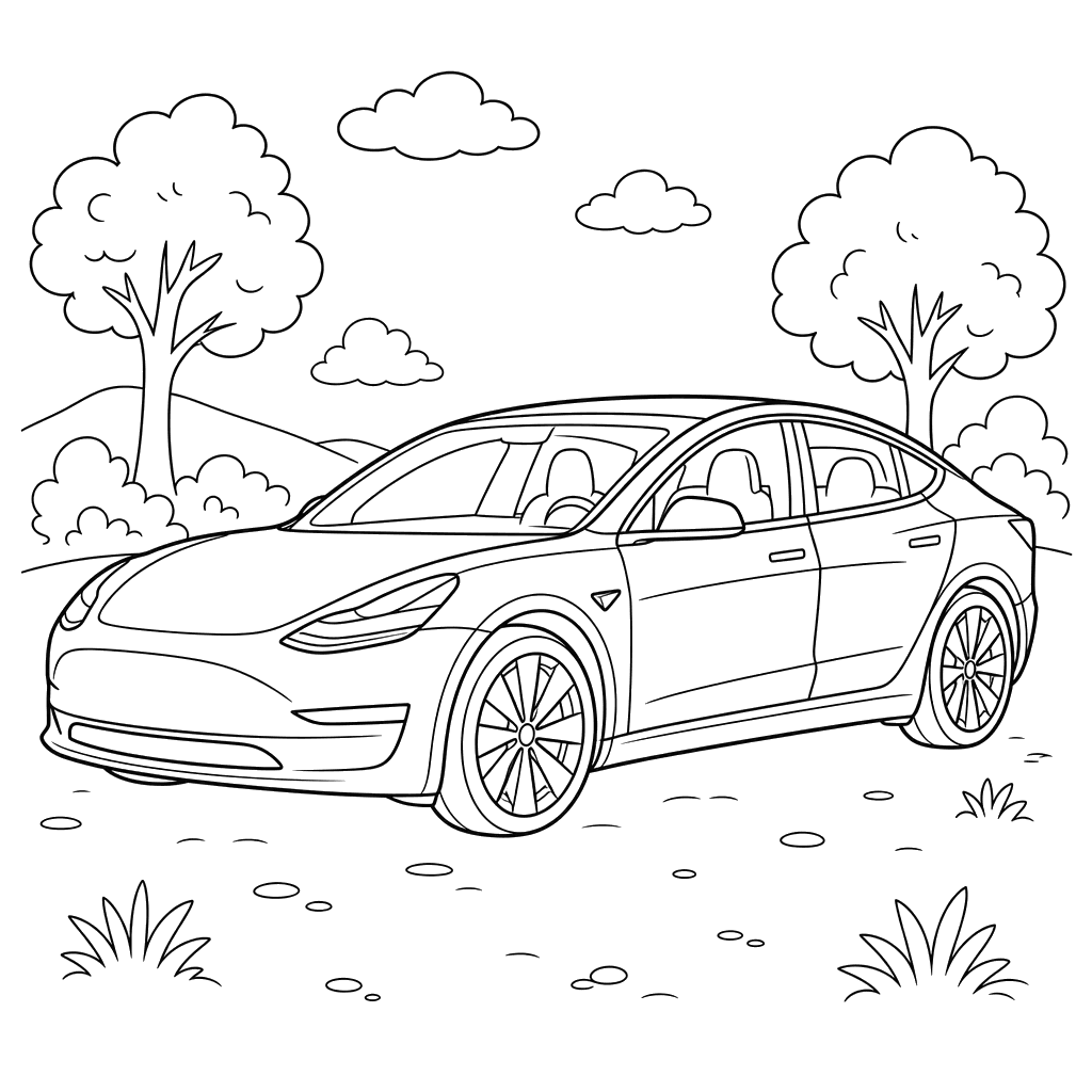 Dibujo para colorear Tesla Model 3